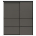 SKYTTA / MEHAMN Sliding door combination, black/double sided dark grey, 177x205 cm
