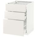 METOD/MAXIMERA Base cabinet with 3 drawers, white, Veddinge white, 60x60 cm