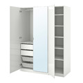 PAX / FARDAL/ÅHEIM Wardrobe combination, high-gloss white/mirror glass, 150x60x201 cm