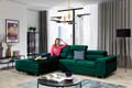 Corner Sofa-Bed Left Annabelle II Green Monolith 37