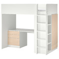 SMÅSTAD Loft bed, white birch/with desk with 4 drawers, 90x200 cm