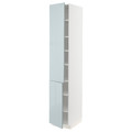 METOD High cabinet with shelves/2 doors, white/Kallarp light grey-blue, 40x60x220 cm