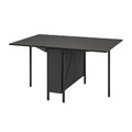 KALLHÄLL Gateleg table with storage, black/dark grey, 89x98 cm