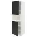 METOD High cab f micro w 2 doors/shelves, white/Nickebo matt anthracite, 60x60x200 cm