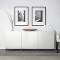 BESTÅ Storage combination with drawers, white/Selsviken/Stubbarp dark grey, 180x42x74cm