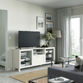 BESTÅ TV bench with drawers, white/Hanviken/Stubbarp white clear glass, 180x42x74 cm