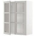 METOD Wall cabinet w shelves/2 glass drs, white/Lerhyttan light grey, 80x100 cm