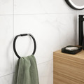 GoodHome Wall-mounted Towel Ring Elland 60 cm, black