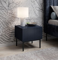 Nightstand Bedside Table Nicole Set of 2, black legs, dark blue