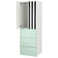 SMÅSTAD / PLATSA Wardrobe, white stripe/light green with 3 drawers, 60x57x181 cm