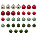 VINTERFINT Decoration bauble, set of 32, green/mixed colours