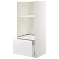 METOD / MAXIMERA High cab for oven/micro w drawer, white/Voxtorp high-gloss/white, 60x60x140 cm