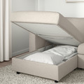 VIMLE 3-seat sofa-bed with chaise longue, with wide armrests/Gunnared beige