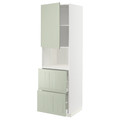 METOD / MAXIMERA Hi cab f micro w door/2 drawers, white/Stensund light green, 60x60x200 cm