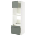 METOD / MAXIMERA Hi cab f ov/combi ov w dr/2 drwrs, white/Nickebo matt grey-green, 60x60x200 cm