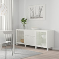 BESTÅ Storage combination with drawers, white Lappviken/Sindvik/Stubbarp white clear glass, 180x42x74 cm