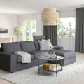 VIMLE 3-seat sofa with chaise longue, with headrest with wide armrests/Gunnared medium grey