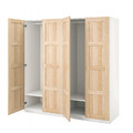 PAX / BERGSBO Wardrobe, white/white stained oak effect, 200x60x201 cm