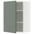 METOD Wall cabinet with shelves, white/Nickebo matt grey-green, 60x80 cm