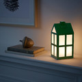 STRÅLA LED decorative table lamp, house battery-operated/green, 28 cm