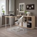 KALLAX / LINNMON Desk combination, white/white stained oak effect, 77x139x147 cm