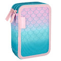 Pencil Case with 3 Zippers & School Accessories Ombre Mermaid