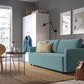 BRISSUND 3-seat sofa-bed, Hakebo light turquoise