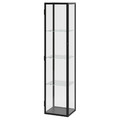 BLÅLIDEN / STRIMSÄV Glass-door cabinet with lighting, black