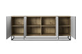 Four-Door Cabinet Asha 200 cm, metal legs, artisan/rivier stone mat