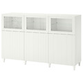 BESTÅ Storage combination with doors, white, Sutterviken/Kabbarp white clear glass, 180x42x112 cm