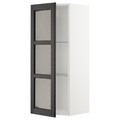 METOD Wall cabinet w shelves/glass door, white/Lerhyttan black stained, 40x100 cm