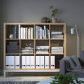 KALLAX Shelving unit with underframe, white stained oak effect/white, 147x129 cm