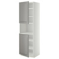 METOD High cab f micro w 2 doors/shelves, white/Bodbyn grey, 60x60x200 cm