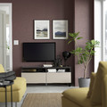 BESTÅ TV bench with drawers, black-brown/Lappviken/Stubbarp light grey/beige, 120x42x48 cm