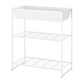 JOSTEIN Shelving unit with container, in/outdoor/wire white, 81x40x90 cm