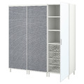 PLATSA Wardrobe w 2 sliding doors+1 door, white Larkollen/dark grey STRAUMEN mirror glass , 180x57x191 cm