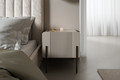 Bedside Table Nightstand Malmi 45 cm, cashmere, crema bianca, black legs