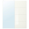 AULI / FÄRVIK Pair of sliding doors, mirror glass/white glass, 200x236 cm