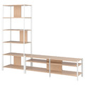 JÄTTESTA TV storage combination, white/light bamboo, 240x40x194 cm