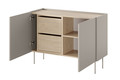 Two-Door Cabinet with Drawer Desin 120, cashmere/nagano oak