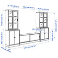 TONSTAD TV storage combination, oak veneer/clear glass, 342x47x201 cm