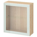 BESTÅ Shelf unit with glass door, white stained oak effect Glassvik/white/light green clear glass, 60x22x64 cm