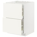 METOD / MAXIMERA Base cab f hob/2 fronts/2 drawers, white/Vallstena white, 60x60 cm