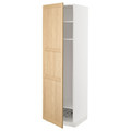 METOD High cabinet w shelves/wire basket, white/Forsbacka oak, 60x60x200 cm