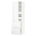 METOD / MAXIMERA Hi cab w shlvs/4 drawers/dr/2 frnts, white/Voxtorp matt white, 60x60x200 cm