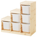 TROFAST Storage combination, light white stained pine, white, 94x44x91 cm