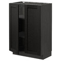 METOD Base cabinet with shelves/2 doors, black/Lerhyttan black stained, 60x37 cm
