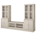 HAVSTA TV storage combination/glass doors, grey-beige, 322x47x212 cm