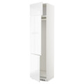 METOD High cab f fridge/freezer w 3 doors, white/Voxtorp high-gloss/white, 60x60x240 cm