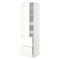 METOD / MAXIMERA Hi cab w shlvs/4 drawers/dr/2 frnts, white/Vallstena white, 60x60x220 cm